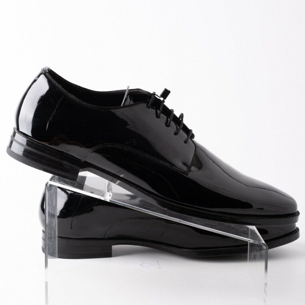 Zara Mens Black Derby Shoes Patent Finish Sz 12 45 - Picture 7 of 11